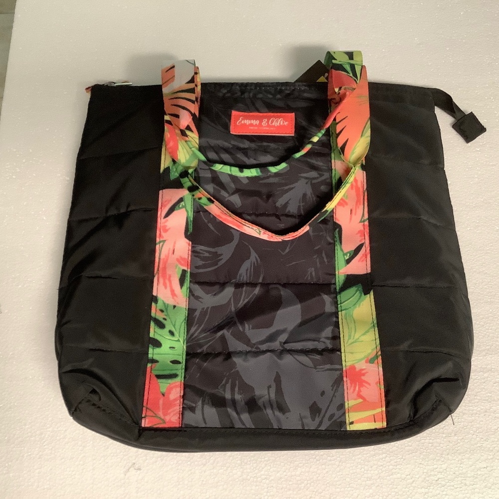 Quilted tote new with tags and handles and top zipper